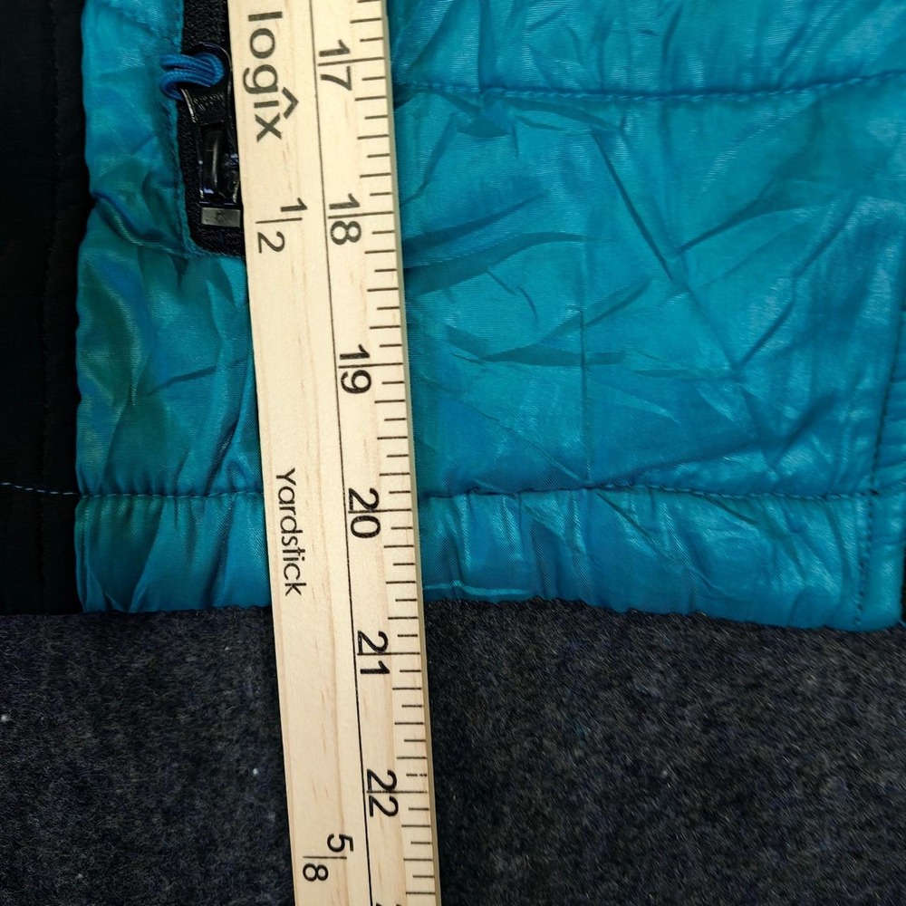 London Fog Mixed Media Quilted Puffer Jacket Teal Black Gorpcore Athleisure - Picture 7 of 7